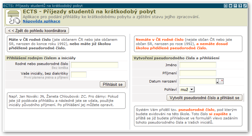 Registrace uchazeče koordinátorem