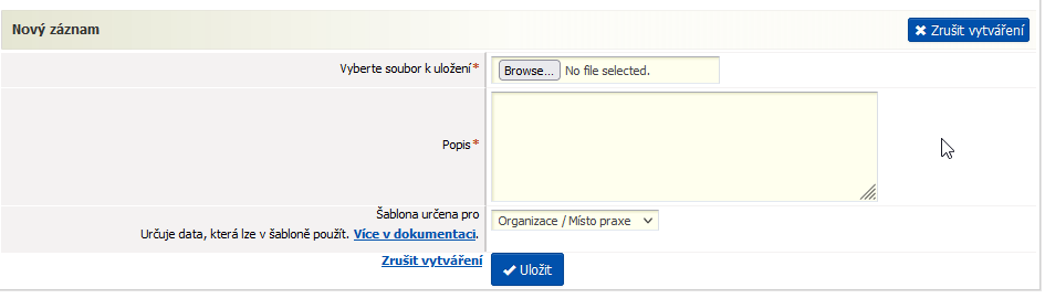 Přehled šablon v katalogu organizací