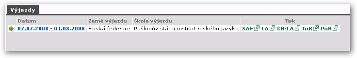 Seznam výjezdů