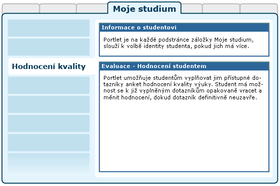 Rozložení obrazovky aplikace Hodnocení kvality výuky