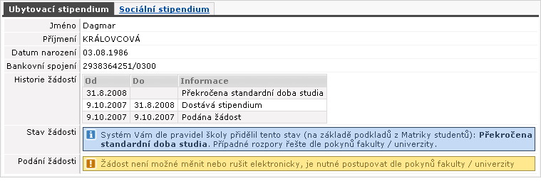 Ilustrační obrázek — záložka ubytovací stipendium, možný průběh/stav žádostí.