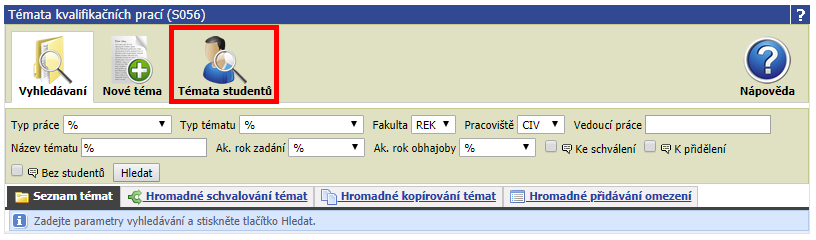 Možnost exportování seznamu studentů
