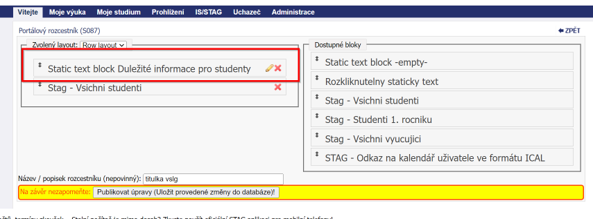 Blok určený pro zobrazení libovolného textu