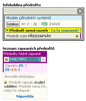 Externě zapsán předmět, který nemá RA