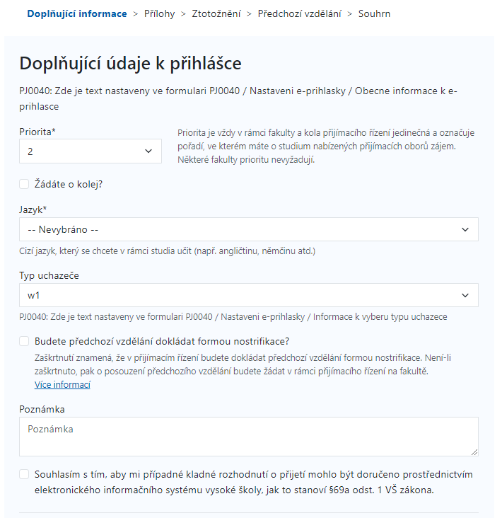 Doplňující informace - první část