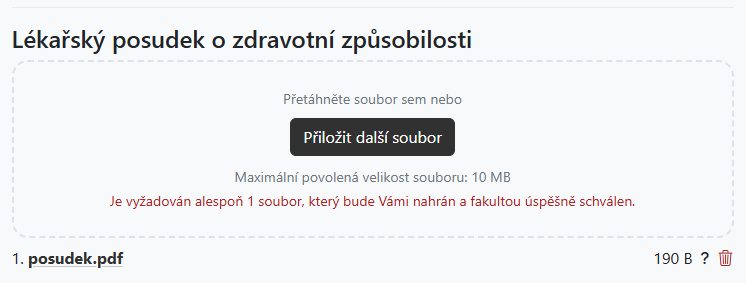 Upozornění na záložce s přílohami
