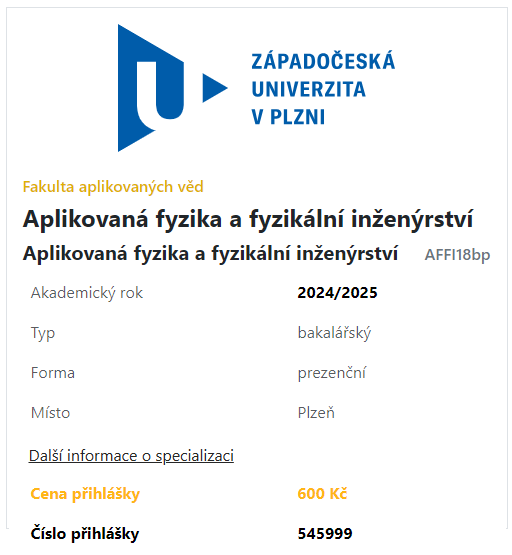 Vybraný přijímací program
